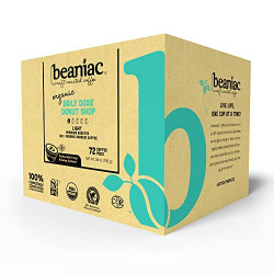 beaniac Organic Daily Dose Donut Shop| Light Roast, Single Serve Coffee K Cup Pods | Rainforest Alliance Certified | 72 Compostable, Plant-Based Coffee Pods | Keurig Brewer Compatible