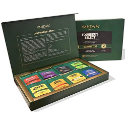 VAHDAM, Assorted Tea Bag Sampler - 8 Tea Flavors, 40 Tea Bags Gift Sets | 100% Natural Ingredients- Black Tea, Green Tea, Oolong Tea, Chai Tea, Herbal Tea | Tea Bags Variety Pack