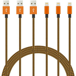 IDISON iPhone Charger Lightning Cable 3Pack(6/6/6ft) Quick Charger Rapid Cord Apple MFi Certified Compatible iPhone 11 Pro X XR XS MAX 8 Plus 7 6s 5s 5c Air Mini iPod (Orange Black)