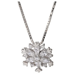 Diamond Necklace for Women Snowflake Pendant Rhinestone Adjustable Necklaces Fashion Jewelry Gifts for Ladies Girls