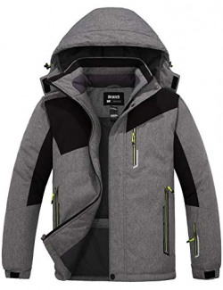 Skieer Men's Waterproof Snow Jacket Cotton Padded Ski Raincoat Gray L