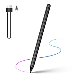 Stylus Pen, Tablet Pen Compatible for iOS and Android Touchscreens, Rechargeable Stylus Pen with Dual Touch Screen , Stylus Pencil for Apple/Android/Samsung Tablet, 16.5CM,Black