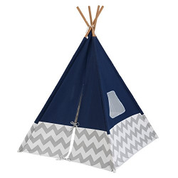 KidKraft Deluxe Bamboo and Canvas Play Teepee, Children's Furniture  Navy and Chevron Print, Gift for Ages 3+