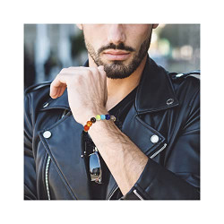 Retro Bracelet Seven Veins Energy Bracelet for Men Women Bracelet Colorful Stone Rock Chakra Beads Bracelet Elastic Bracelet