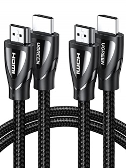 UGREEN 2 Pack 8K HDMI 2.1 Cable, 2 Pack 3.3FT 48Gbps High Speed Braided HDMI Cord 8K 60Hz 4K 120Hz eARC HDR HDCP 2.2 2.3 Compatible with PS5 PS4 Xbox UHD Roku TV Blu-ray Projector