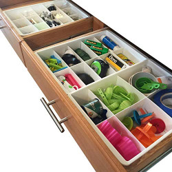 Uncluttered Designs Adjustable Drawer Dividers for Utility & Junk Drawer Kitchen and Office Storage & Organization (White, 2 Pack)