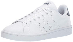 adidas Men's Advantage Sneaker, White/White/Dark Blue, 3.5