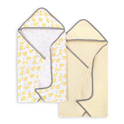 Burt's Bees Baby - Hooded Towels, Absorbent Knit Terry, Super Soft Single Ply, 100% Organic Cotton (Little Ducks, 2-Pack)