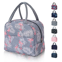 WOOMADA Insulated Lunch Bag for Women Men Reusable Waterproof Lunch Box Cooler Tote Bag with Pockets for Office Work, Picnic, School, Travel (flamingo)