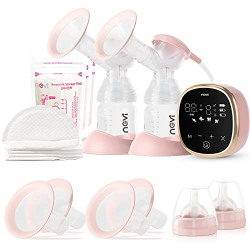 NCVI Double Electric Breast Pump, Portable Anti-Backflow, with 4 Size Flanges , 4 Modes & 9 Levels,Mirror LED Display, 10 Breastmilk Storage Bags,Ultra-Quiet and Pain Free Breast Pumps