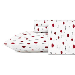 Betsey Johnson - Queen Sheets, Silky & Lightweight Bedding, Fade & Wrinkle Resistant (Love Lips, Queen)