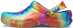 Crocs Unisex Adult Men's and Women's Bistro Clog | Slip Resistant Work Shoes, Tie Dye/Navy, 6 US
