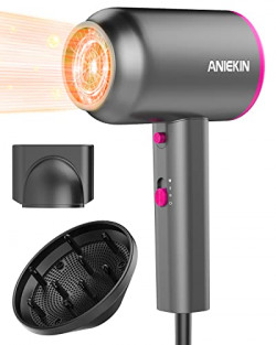Hair Dryer with Diffuser, 1875W Ionic Blow Dryer, Professional Portable Hair Dryers & Accessories for Women Curly Hair, Grey
