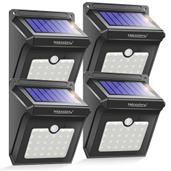 Neloodony Solar Lights Outdoor IP65 Waterprooof Motion Sensor Outdoor Lights Solar Powered Security Light Wireless Solar Motion Lights Outside Lights for House Fence Yard Garage(4Pack)