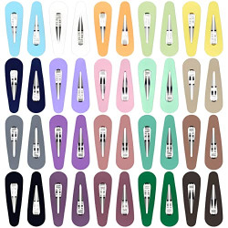 COZEASY 40 pcs Snap Hair Clips in matte colors, 2.2 inches cute barrettes for women kids baby girls, no slip hairpin for fine hair, metal acrylic plastic hair accessories (Set 01)