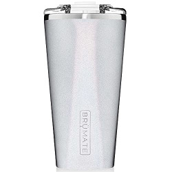 BrMate Imperial Pint - 20oz 100% Leak-Proof Insulated Tumbler with Lid - Double Wall Vacuum Stainless Steel - Shatterproof - Travel & Camping Tumbler for Beer, Cocktails, Coffee & Tea (Glitter White)