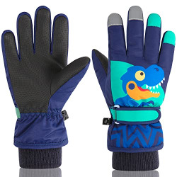 Kids Winter Snow Ski Gloves Waterproof Cute Warm Gloves for Boys Girls Snowboard Gloves Outdoor Gloves Windproof
