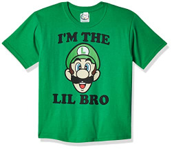 Nintendo boys Lil Bro Graphic T-shirt T Shirt, Kelly, X-Small US