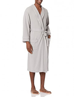 Amazon Essentials Men's Waffle Shawl Robe, Light Grey, Medium-Large