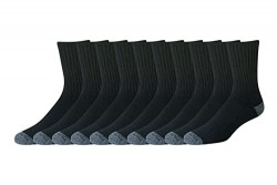 Amazon Essentials Men's Cotton Half Cushioned Crew Socks, Pack of 10, Black, 6-12