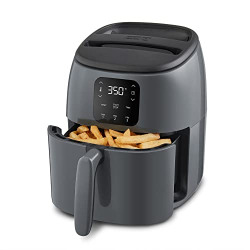 DASH Tasti-Crisp Digital Air Fryer with AirCrisp Technology, Custom Presets, Temperature Control, and Auto Shut Off Feature, 2.6 Quart - Cool Grey