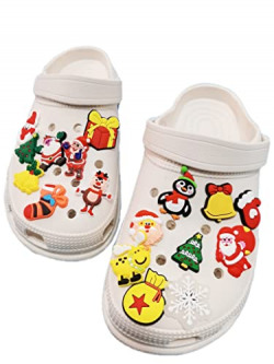 Hakunofo 20PCS Christmas Croc Charms, Santa Claus Snowman Shoe Charms for Crocs Clog Sandals Bracelets Decoration, PVC Cute Croc Pins for Kids Girls Boys Teens Women Men, Birthday Party Gifts Favors