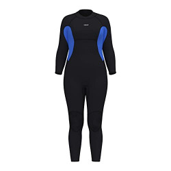 Hevto Women Wetsuits Plus Size 2mm Neoprene Full Scuba Diving Surfing Swimming Wet Suit Keep Warm Back Zip for Water Sports (P08-Blue, M2)