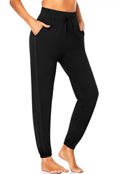 Envlon Women's Sweatpants High Waist Joggers with Pockets Lightweight Stretch Loose Yoga Running Workout Casual Lounge Pants (Black, Large)