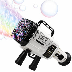 VIORO Bazooka Bubble Gun Blaster - 2022 Giant Automatic Rocket Launcher Gun, Bubble Solution, LED Color Lights for Kids and Adults, Big Electric Bubble Machine for Indoor/Outdoor Parties and Events