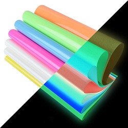 Heat Transfer Vinyl,Glow in Dark Iron on Vinyl 9 Pack 12 x 10  PU HTV Luminous Fluorescent Color for Shirts(Glow in Dark)