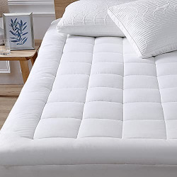 oaskys Cal King Mattress Pad Cover Cooling Mattress Topper Pillow Top with Down Alternative Fill (8-21Fitted Deep Pocket California King Size)