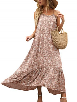 ANRABESS Womens Summer High Low Ruffle Maxi Dress Spaghetti Strap Print Flowy Beach Long Dress 450hailuohua-S
