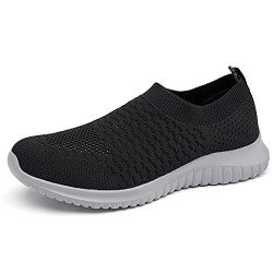 TIOSEBON Men's Walking Shoes Lightweight Breathable Yoga Travel Sneakers 8 US Black/Gray