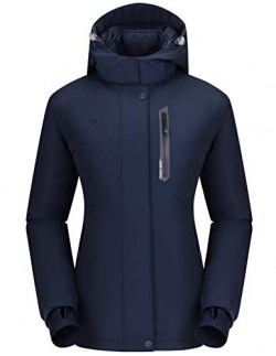 CAMEL CROWN Womens Mountain Snow Waterproof Ski Jacket Detachable Hood Windproof Fleece Parka Rain Jackt Winter Coat Dark Blue XXL