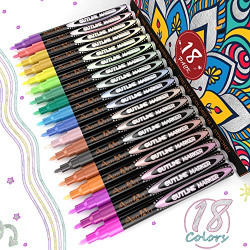 Super Squiggles Outline Pens, 18 Color Self-outline Shimmer Markers Set, Doodle Markers Double Line Pen for Drawing, Greeting Card, Craft Project