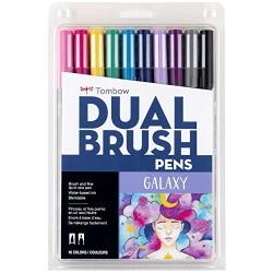 Tombow 56188 Dual Brush Pen Art Markers, Galaxy, 10-Pack. Blendable, Brush and Fine Tip Markers