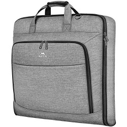 Carry On Garment Bags for Travel, Water Resistant Hanging Suit Bag for Men Women, Foldable Garment Luggage with Wrinkle Free Suitcase Cover for Suit Gown Overshirt Sweater, Grey