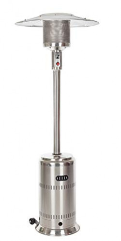 Fire Sense 01775 Performance Series Patio Heater with Wheels 46,000 BTU Output Electronic Ignition System Portable Outdoor Propane Heater For Commercial & Residential - Unpainted Stainless Steel