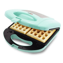 GreenLife Electric Waffle Sandwich Maker and Panini Press Grill, Healthy Ceramic Nonstick Removable Plates, Easy Indicator Light, PFAS-Free, Turquoise