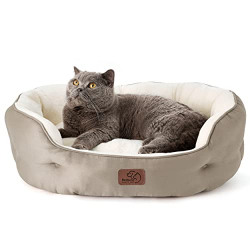 Bedsure Small Dog Bed for Small Dogs Washable - Round Cat Beds for Indoor Cats, Round Pet Bed for Puppy and Kitten with Slip-Resistant Bottom, 25 Inches, Camel