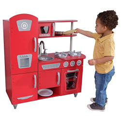 KidKraft Vintage Play Kitchen, Red, Gift for Ages 3+