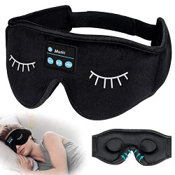 Sleep Headphones, Wireless Eye Mask for Sleeping, Light Blocking Weighted Eye Mask with Adjustable Strap, Sleep Mask with Headphones for Side Sleepers Insomnia Travel Yoga Nap Gifts for Women Men