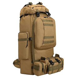 HongXingHai 100L Camping Hiking Backpack,Molle military Tactical rucksack backpack,Waterproof Lightweight Hiking Backpack (Khaki-C)