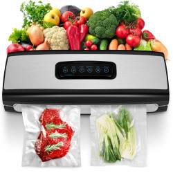 Vacuum Sealer Machine, Full Automatic Food Sealer (80Kpa), With Vacuum Sealers Bags for Food Air Sealing System for Food Sealer Dry, Moist Food Preservation Modes