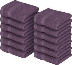 Utopia Towels [12 Pack] Premium Wash Cloths Set (12 x 12 Inches) 100% Cotton Ring Spun, Highly Absorbent and Soft Feel Essential Washcloths for Bathroom, Spa, Gym, and Face Towel (Plum)