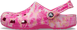 Crocs Unisex-Adult Classic Tie Dye Clogs, Pink Bleached Dye, 12 Women/10 Men