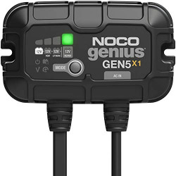 NOCO Genius GEN5X1, 1-Bank, 5-Amp (5-Amp Per Bank) Automatic Waterproof Smart Marine Charger, 12V Onboard Battery Charger, Battery Maintainer and Battery Desulfator with Temperature Compensation