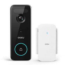 Doorbell Camera Wireless, aosu 5MP Ultra HD, No Monthly Fee, Triple Motion Detection Video Doorbell with Homebase, Enhanced (2.4/5 GHz) WiFi, 180-Day Battery Life, Work with Alexa & Google Assistant