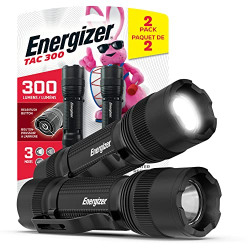 ENERGIZER LED Flashlight (2-Pack) TAC300, Bright IPX4 Water Resistant EDC Flashlights for Camping, Outdoors, Emergency Power Outage (Batteries Included)