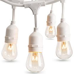 addlon Outdoor String Lights Commercial Grade Weatherproof Strand Edison Vintage Bulbs(2 Spare Bulbs), 24FT ETL Listed Heavy-Duty Decorative Caf Market Patio Lights for Bistro Garden Porch White